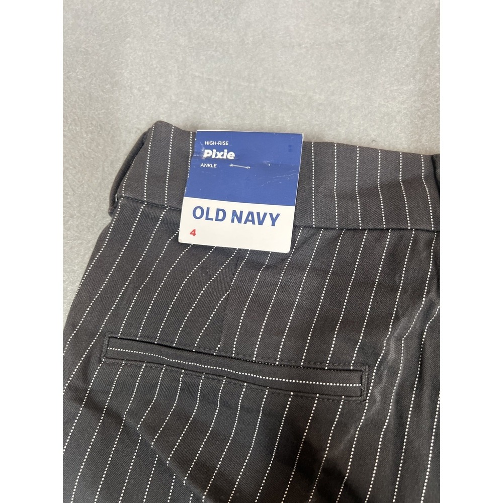 Old Navy Women's High-Rise Pixie Ankle Pants Size 4 Black Pinstripe NWT Stretch - Picture 8 of 9